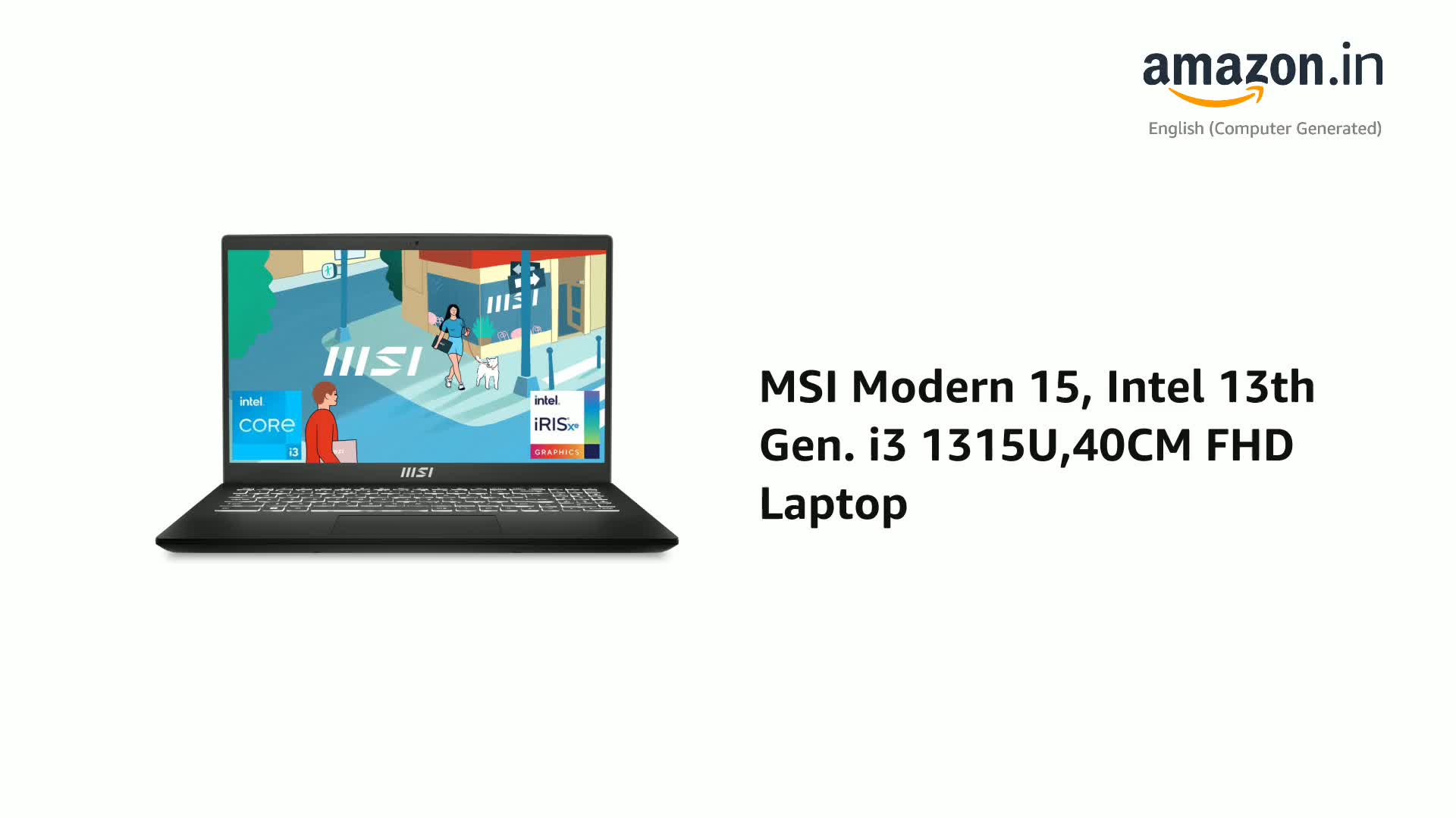 MSI Modern 15, Intel 13th Gen. i3 1315U,40CM FHD Laptop(8GB